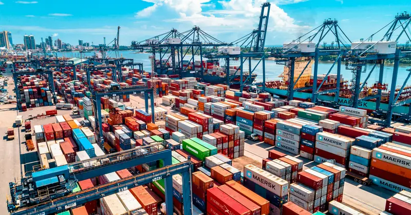 Container terminal and cranes at the Port of Dar es Salaam, Tanzania